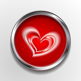 Abstract vector button with love symbol