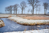frozen canal in Dutch farmland
