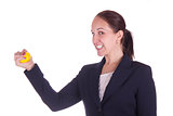 Business woman with stress ball 