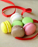 multicolored macaroon cookies, traditional French pastries