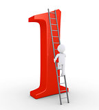 Person climbing to be on top of the number one