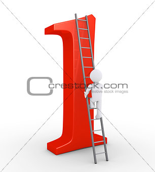 Person climbing to be on top of the number one