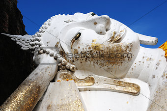 Reclining Buddha at an Ancient wat in Thailand