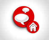 abstract glossy speech and home icon