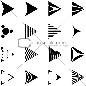 Set of Simple Black and White Arrows Icons.