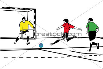 sketch athlete football goalkeeper protects the gate