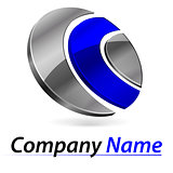 Logo branding 3d abstract chrome and blue for company and busine
