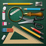 Colorful school supplies, vector Eps10 illustration.