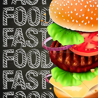 Hamburger with meat, vector Eps10 illustration.
