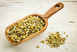 scoop of chamomile herb tea