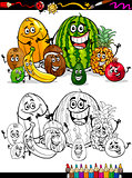 cartoon tropical fruits for coloring book