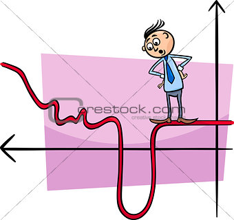 businessman on graph curve cartoon