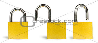 Yellow padlock isolated