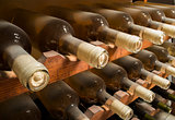 Wine bottles on shelf