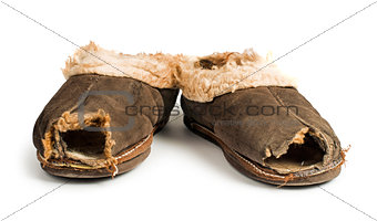 Old torn boots of leather