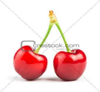 Two Cherries white isolated