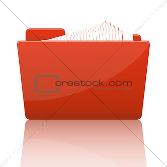 Orange file folder with paper