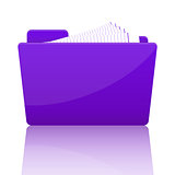 Purple file folder with paper