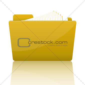 Yellow file folder with paper