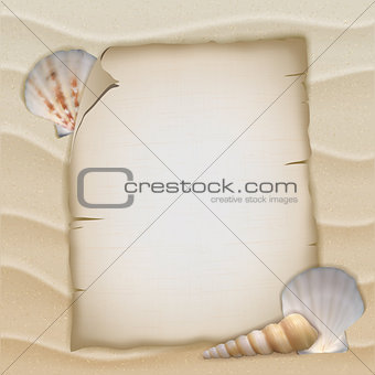 Shells and blank paper sheet.