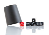 Gambling background with dice and dice cup