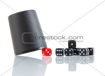 Gambling background with dice and dice cup