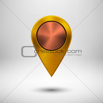 Technology Pointer Button with Gold Metal Texture