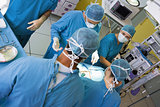 High angle view of a group of surgeons