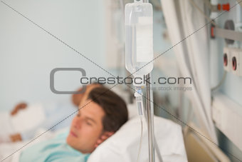 Focus shot on an intravenous drip and stand
