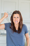 Angry woman holding knife
