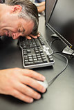 Man asleep on keyboard