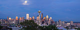Full Moon Over Seattle Washington Skyline Panorama