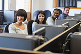 Smiling group in computer class