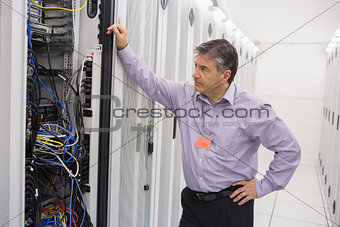 Technician trying to repair the server