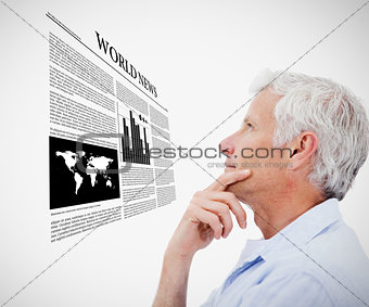 Man reading holographic world news