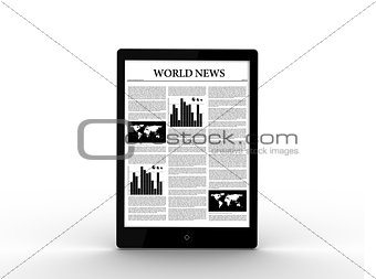 Digital tablet showing world news