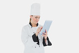 Chef using tablet computer