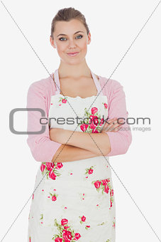 Portrait of woman wearing apron