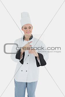Chef using glass tablet