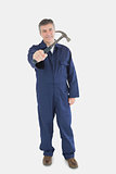 Portrait of technician holding hammer