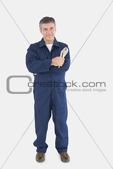 Technician holding locking pliers