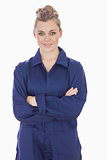 Female technician with arms crossed