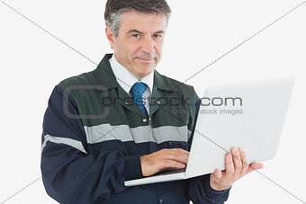 Repairman with laptop