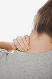 Cropped image of woman suffering from neckache