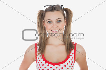 Young woman with long ponytails