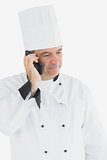 Male chef using cell phone