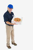 Happy pizza delivery man