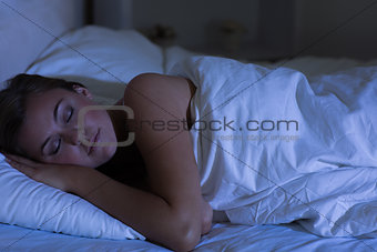 Woman sleeping at night