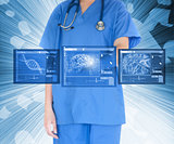 Nurse working with touch screen
