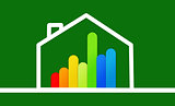 Energy efficient house graphic against a background